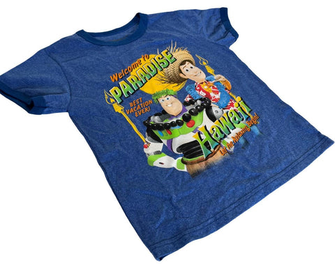 Disney Boys Toy Story Welcome To Paradise Graphic Blue Shirt Size Medium