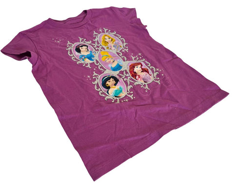 Disney Girls Princesses Graphic Purple Short Sleeve Shirt Size Medium