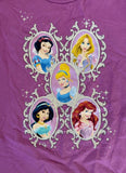 Disney Girls Princesses Graphic Purple Short Sleeve Shirt Size Medium