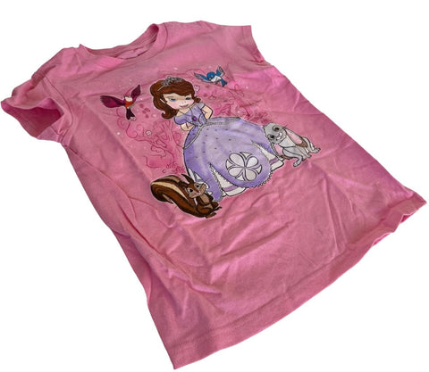 Disney Girls Princess Sofia Graphic Pink Short Sleeve Shirt Size Medium