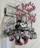 Disney Girls Minnie Mouse I Love New York City Graphic White Shirt Size X-Small