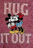 Disney Girls Mickey & Minnie Mouse Hug It Out Red Short Sleeve Shirt Size Small