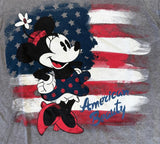 Disney Girls Minnie Mouse American Beauty Gray Short Sleeve Shirt Size Medium