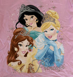 Disney Girls Princesses Jasmine Cinderella Belle Pink Shirt Size Medium