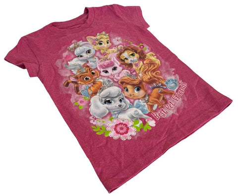 Disney Girls Palace Pets Best Pet Friends Graphic Pink Short Sleeve Shirt Size S