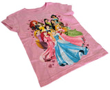 Disney Girls Princesses Graphic Pink Short Sleeve Shirt Size Small