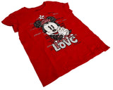 Disney Girls Minnie Mouse Love Graphic Red Short Sleeve Shirt Size Medium