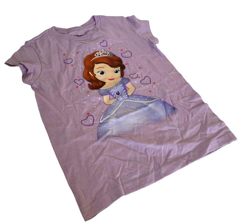 Disney Girls Princess Sofia The First Graphic Purple Short Sleeve Shirt Size M