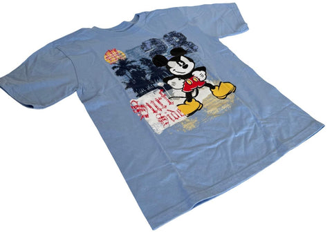 Disney Boys Mickey Mouse Surf Side Graphic Blue Short Sleeve Shirt Size Medium