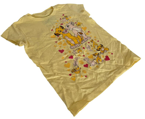 Disney Girls The Lion King Simba And Nala Yellow Short Sleeve Shirt Size Medium