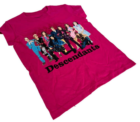 Disney Girls Descendants Cast Graphic Pink Short Sleeve Shirt Size Medium