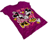 Disney Girls Mickey & Minnie Mouse Graphic Purple Short Sleeve Shirt Size Small