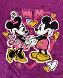 Disney Girls Mickey & Minnie Mouse Graphic Purple Short Sleeve Shirt Size Small