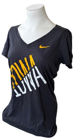 Nike Women's Iowa Hawkeyes Graphic Black Slim Fit Short Sleeve Shirt Size Medium