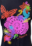 Pimatee Women's Mexico Papel Picado Graphic Black Short Sleeve Shirt Size Large