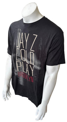 Tultex Men's Jay-Z & Coldplay Brooklyn 2012 Black Short Sleeve Shirt Size Large