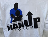 Anvil Men's Jason Richardson's Man Up Forum White Short Sleeve Shirt Size Large