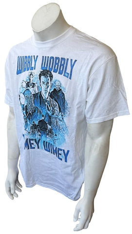 Anvil Men's Doctor Who Wibbly Wobbly Timey Wimey Graphic White Shirt Size Large