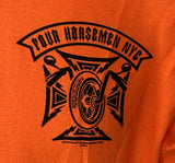 Four Horsemen NYC Men's Graphic Orange Short Sleeve Shirt Size Large