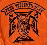 Four Horsemen NYC Men's Graphic Orange Short Sleeve Shirt Size Large