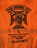 Four Horsemen NYC Men's Graphic Orange Short Sleeve Shirt Size Large