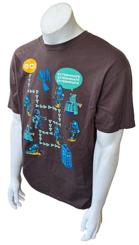 Anvil Men's Doctor Who Go! Exterminate Graphic Brown Shirt Size Large