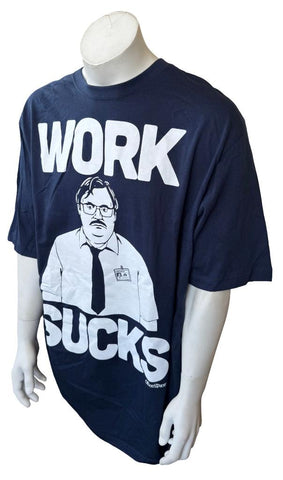 Ripple Junction Men's Office Space Milton Work Sucks Graphic Navy Shirt Size 2XL