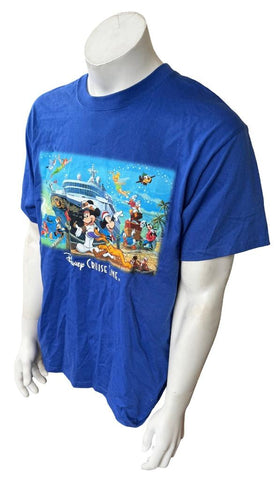 Hanes Men's Disney Cruise Line Mickey & Friends Blue Shirt Size Large