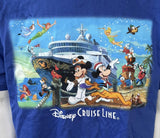 Hanes Men's Disney Cruise Line Mickey & Friends Blue Shirt Size Large