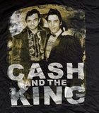 Johnny Cash Men's Cash And The King Elvis Presley Graphic Black Shirt Size 6XL