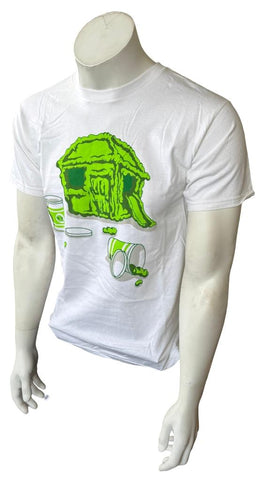 Playhouse Men's Green Playdough House Graphic White Short Sleeve Shirt Size S