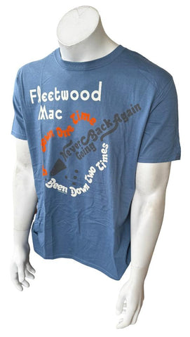 Gildan Men's Fleetwood Mac Never Going Back Again Graphic Blue Shirt Size Large