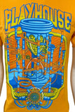 Alstyle Men's Playhouse Marble Run Graphic Orange Short Sleeve Shirt Size Small