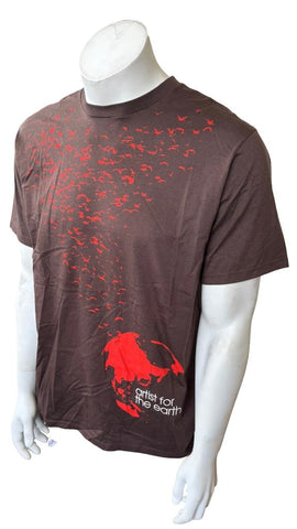 Anvil Men's Artist For The Earth Graphic Brown Short Sleeve Shirt Size Large