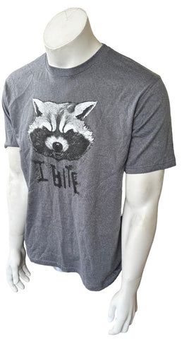Disney Men's Guardians Of The Galaxy Rocket I Bite Gray Shirt Size Medium