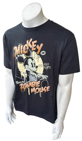 Disney Men's Mickey Mouse Tales Of Zombie Mouse Graphic Black Shirt Size Medium