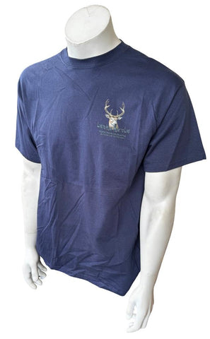 Delta Men's Live To Hunt, Hunt To Live Buck Graphic Navy Shirt Size Large