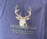 Delta Men's Live To Hunt, Hunt To Live Buck Graphic Navy Shirt Size Large