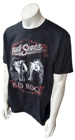 Gildan Men's Bob Seger & The Silver Bullet Band And Kid Rock Black Shirt Size XL
