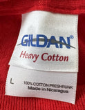 Gildan Men's Primera Igelesia Biblica Bautista De Monte Negro Red Shirt Size L