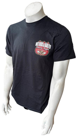 Anvil Men's Hot Rods & Harleys Cruise Night Graphic Black Shirt Size Medium