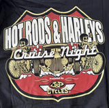 Anvil Men's Hot Rods & Harleys Cruise Night Graphic Black Shirt Size Medium