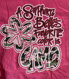 Anvil Girls Southern Belle Graphic Pink Short Sleeve Shirt Size Large