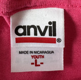 Anvil Girls Southern Belle Graphic Pink Short Sleeve Shirt Size Large