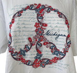 Quail Hollow Women's Michigan American Peace Graphic White Shirt Size Large