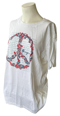 Quail Hollow Women's Georgia American Peace Graphic White Shirt Size Large