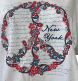 Quail Hollow Women's New York American Peace Graphic White Shirt Size Large