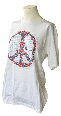 Quail Hollow Women's Florida American Peace Graphic White Shirt Size Large