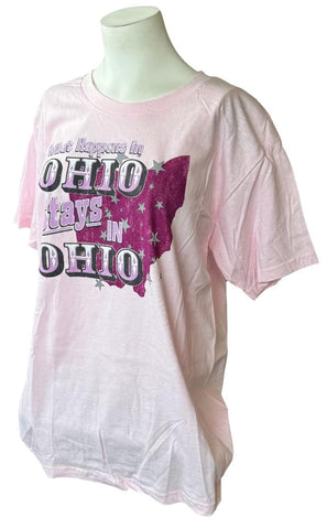 Quail Hollow Women's What Happens In Ohio Stays In Ohio Pink Shirt Size Large