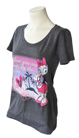 Disney Women's Daisy Duck Just You And Me By The Sea Gray Shirt Size Medium